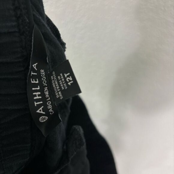 Athleta Black Cabo Linen Jogger Pants with Zipper Pockets - Picture 5 of 6